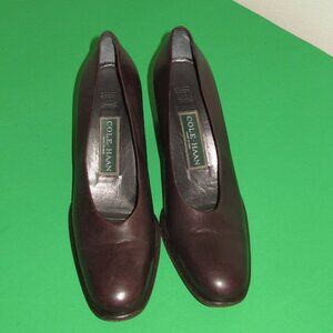 Cole Haan Aviana Block Heel Pumps Brown Size 8AA Leather